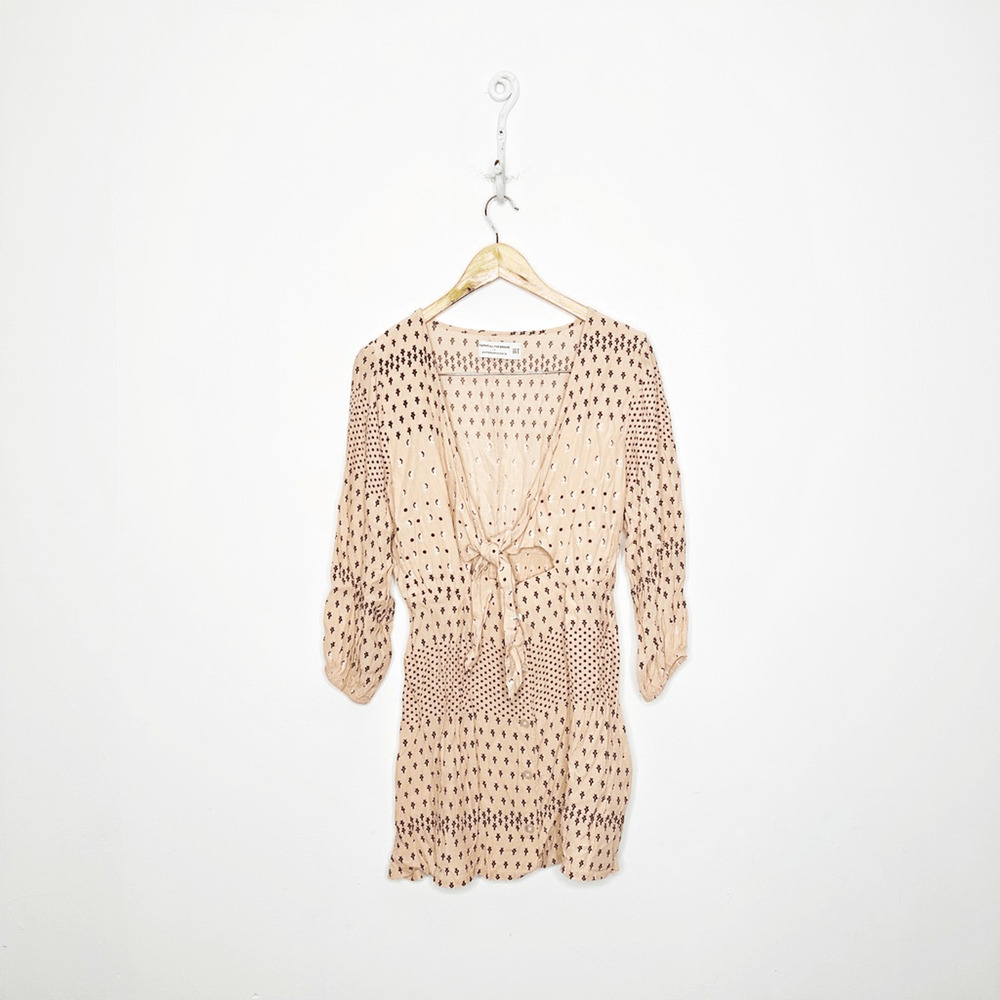 Faithfull the Brand x Anthropologie Trinidad Tunic Tie Front Dress pink womens M